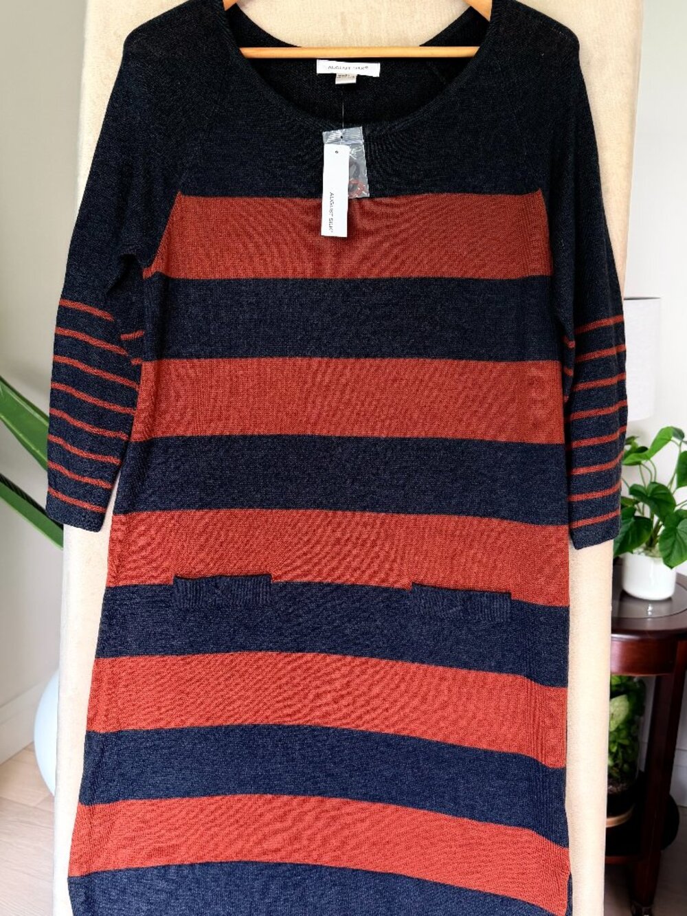 August Silk NWT Striped Sweater Dress Tunic Size L